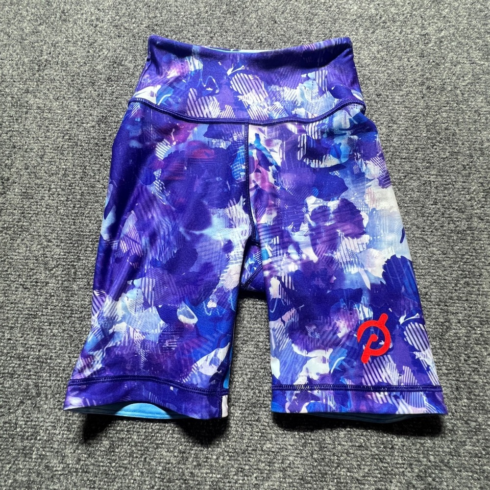 Peloton x WITH Wear It‎ To Heart Blue Moves High Waist Bike Shorts XS Purple New